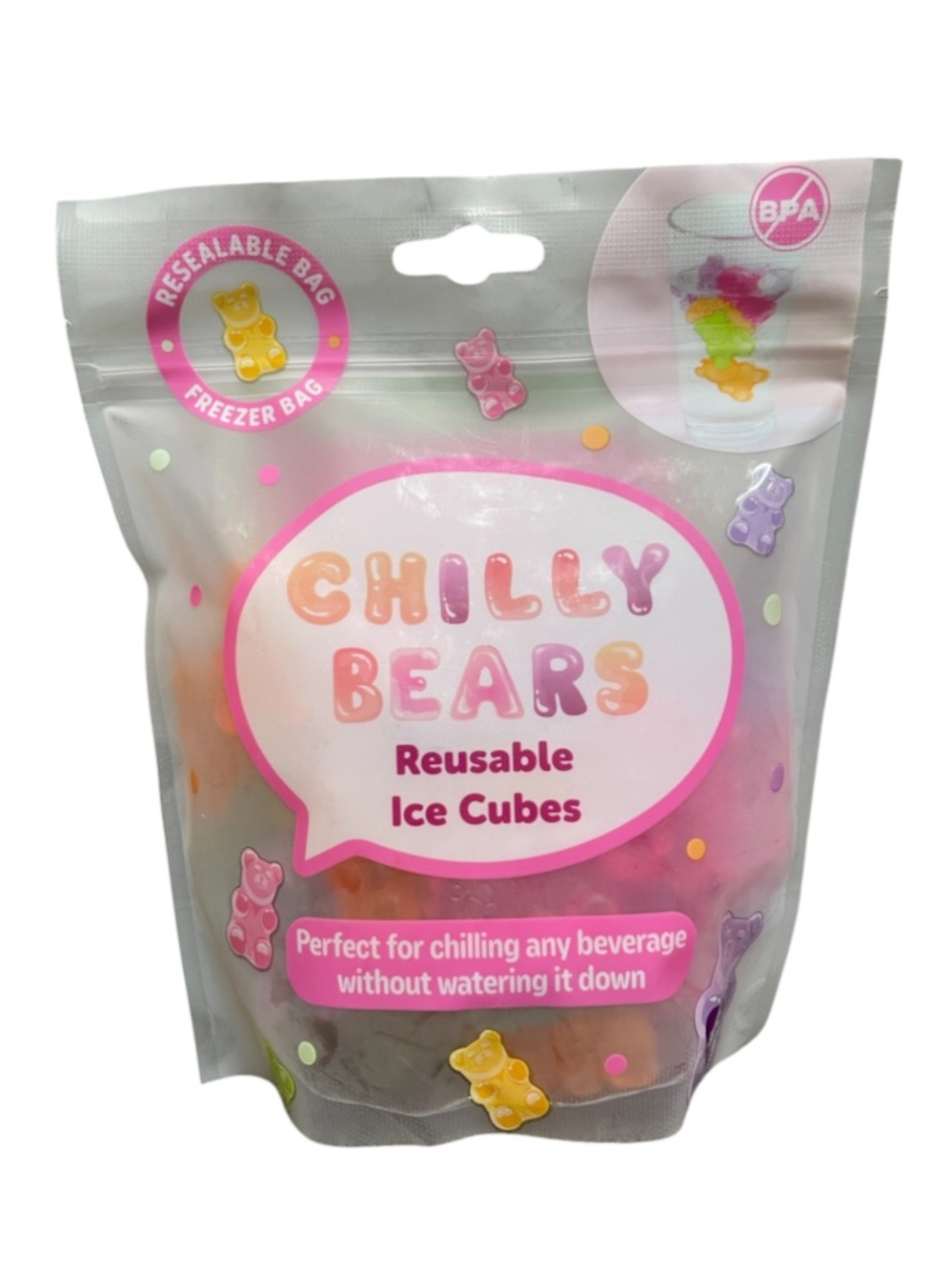 Chilly Bear 32 Piece Reusable Drink Chillers - Ice Cubes That Won’t Water Down!